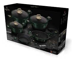 Berlinger Haus Cookware Set With Durable And Easy-To-Clean Pots And Pans - Heat Resistant Silicone Kitchen - Lead And Pfoa Free, Emerald Collection | 12-Piece #TOP4