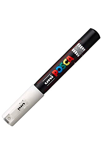 POSCA 17756000 Marker Posca z bardzo cienką końcówką — biały, pojedynczy marker PC-1M