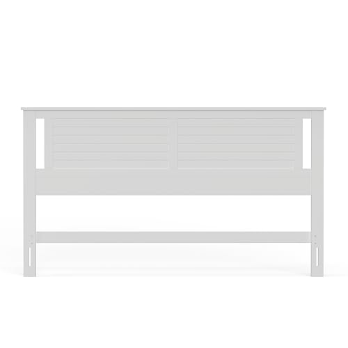 ComfIQ Serene Solid Wood Modern Farmhouse Panel Headboard with Horizontal Scoring - King in White - Thumbnail 7