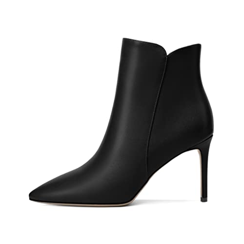 SAMMITOP Women's Stiletto Heel Ankle Booties Stiletto Heel Closed Toe Heeled Booties Lace Up Boots with Sexy Side Zipper Fashion Booties Fall Winter Shoes 3.5''