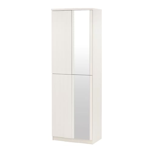ぼん家具 [完成品+設置] 靴箱 シューズボックス 下駄箱 大容量 幅59.7×奥行36.8×高さ182.5cm ミラー付き 最大42足 日本製 玄関収納 14段 可動棚 ホワイトウッド