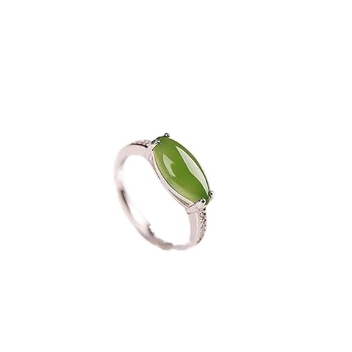 CAOMIAN Designer Original New Natural Hetian Jade Horse Eye Oval Opening Adjustable Ring Fashion Simple Ladies Silver Jewelry