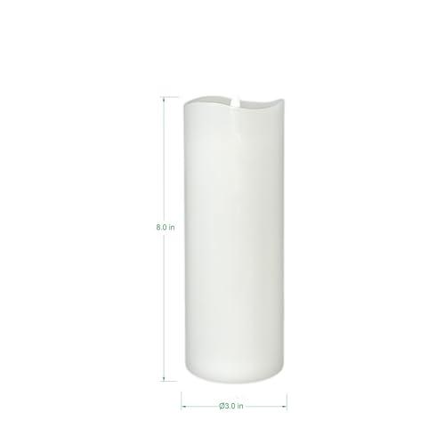 Image of Stonebriar 3 Count White Real Wax 3x8 Flameless LED Pillar Candles with Remote and Timer