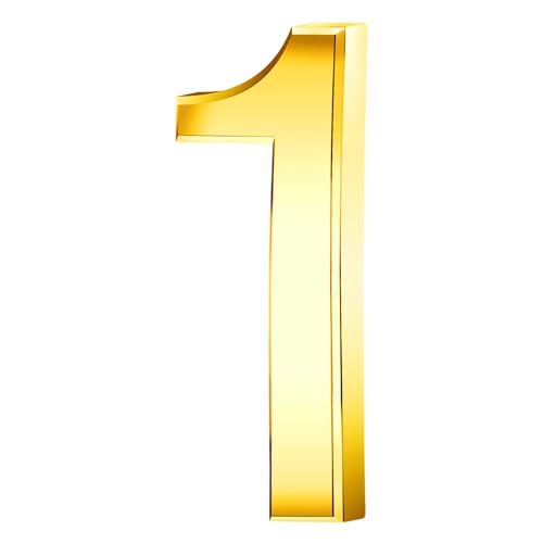 Rumyve 3D Gold Waterproof House Number Self-Adhesive, Mailbox Number Street Address Number for Number 0-9 Floating House Door, Residential Apartment Office Hotel(1)