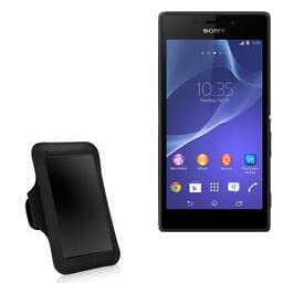 BoxWave Case Compatible with Sony Xperia M2 - Sports Armband, Adjustable Armband for Workout and Running for Sony Xperia M2 - Jet Black