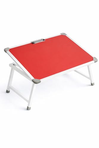 Image of YAJNAS Multipurpose Portable Study Laptop Table (15 x 23 Inch) | Height Adjustable Foldable Lap Desk Bed Table for Kids, Students, Home, Office, Online Classes & Learning - Red