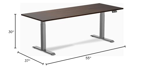 Image of Desky Electric Standing Desk, 80 x 30 inch Rubberwood Height Adjustable Sit Stand Desk, Dual Motor, Memory Presets, Ergonomic Workstation for Home Office - Dark Walnut Top