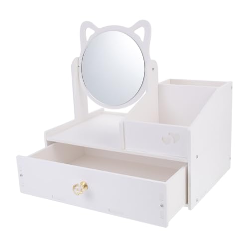 Frcolor 収納引き出しボックス 卓上多機能ドレッサー 化粧品 アクセサリー整理用 ミラー付き収納ケース オーガナイザー