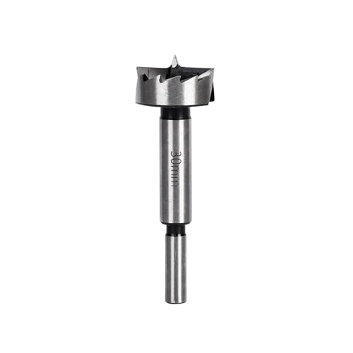 Forstner Drill Bit 30mm 1-3/16 inch Forstner Bit with Round Shank High Carbon Steel Wood Drilling Bit Cabinet Hinge Hole Saw Cutter Tool for Woodworking on Hard Woods Plywood and Plastic