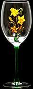 Celtic Glass Designs Wine Goblet in a Daffodil Design. Handpainted and Designed in the UK by Beverley Gallagher