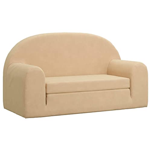 vidaXL Canapé pour Enfants à 2 Places Mini Canapé Fauteuil Tout-Petits Meuble de Chambre d'enfant Maison Intérieur Crème Peluche Douce