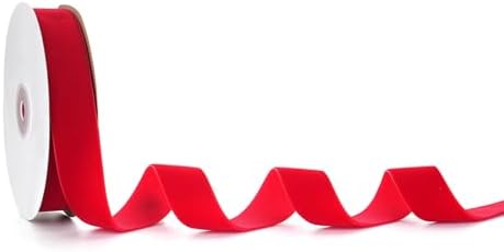 Velvet Ribbon Decorations for Christmas Tree DIY Crafts, Xmas Red Ribbons for Wedding Hair Bows Flower Home Garland Decor 1'' x 10 Yards x 1 Roll