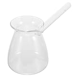 FOMIYES Olla para Cocina de Vidrio Resistente al Calor Asa Recta, Capacidad 450 Ml, para Cocinar Leche y Platos Pequeños en Casa