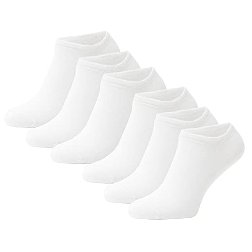 Viktor Unisex No Show Organic Cotton Socks (10-13, White (6 Pairs))