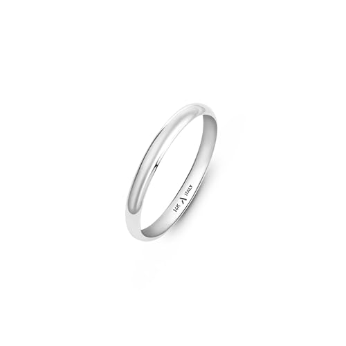Amberta Alianza de Boda en Oro de 14 Quilates para Mujer y Hombre | Anillo Simple Auténtico Amarillo o Blanco | Anillo de Boda Pulido: Alianza en Oro Blanco 2 mm Talla 14
