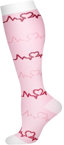 Image of Women's Knee High Compression Socks for Running Work Support Nurses Pregnancy Travel,Colorful Over The Calf Socks,#W402