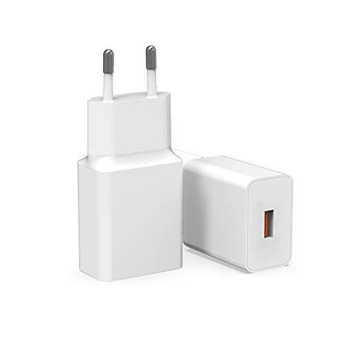 (2 paquets)Milipow 18W Super Fast USB Wall Charger, QC3.0 compatible avec les téléphones mobiles Xiaomi 10ultra/Air/11/Redmi Note 9 Pro,Samsung Galaxy S10/S9/S8/S7/S20, Tablets et autres appareils USB Cover