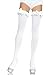 Sheer Ruffle Thigh High With Satin Ruffle Trim And Bow (White;One Size)