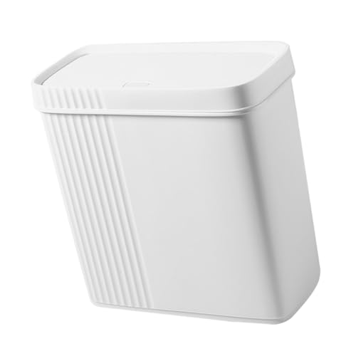 Caneca de basura rectangular blanca para baño miniatura 1