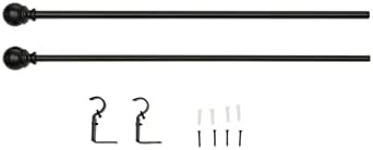 Amazon Basics 1.6 cm Curtain Rod with Round Finials, 71 to 122 cm, Black