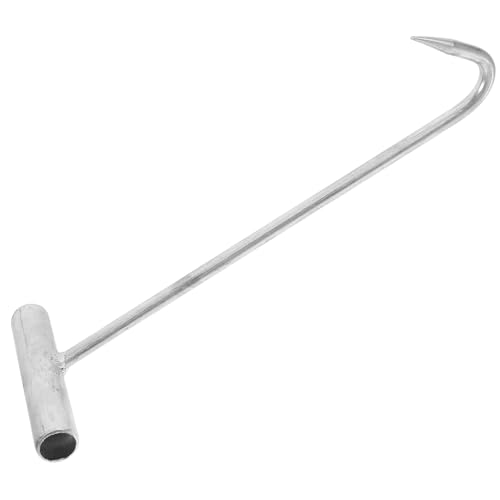 SOLUSTRE Manhole Cover Hook Manhole Cover Lifter Hook Moving Tools Hanging Trampoline Ceiling Hooks Heavy Duty Well Tool Hook Tank Heavy Duty Spring Rod Puller Stainless Steel Silver