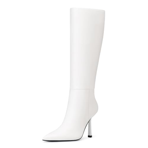 Womens Knee High Boots: 3.54 In Stiletto Heel, Wide Calf Tall Boots, 2025 Fall Fashion Trendy Heel Boot for Party, Night out, Date, Dancing