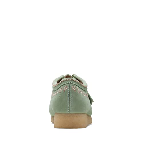 Clarks Mens Originals Icon Wallabee Bright Blue | 26170534, Green Embroidery, 11.5