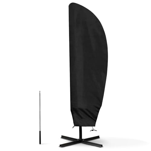 WISCLASS Sonnenschirm Schutzhülle,Sonnenschirm Abdeckung für 2 bis 4 M Große Sonnenschirm Abdeckhauben Outdoor Ampelschirm, Wetterfeste, UV-Anti, Winddicht und Schneesicher 205 x 25/57/48 cm-schwarz