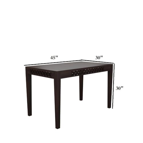 Image of THE WOODEN CITY Solid Sheesham Wood 3 Chair with 1 Bench Dining Table Set with Cushioned Chairs for Dining Room | Living Room | Home & Office - Walnut Finish