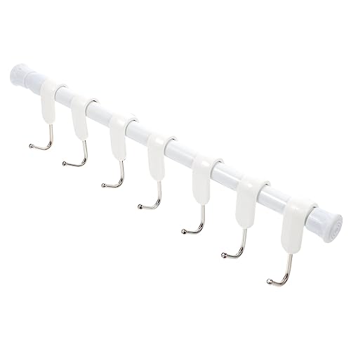 MUCKLILY 1 Set Retractable Closet Hanger Rod Multi Function Punch Storage with Hooks Telescopic Rod for Curtains Bathroom and Organizing Needs
