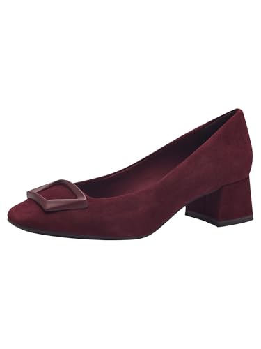 Tamaris Damen Pumps Leder Blockabsatz bequem; Merlot Suede, EU 37