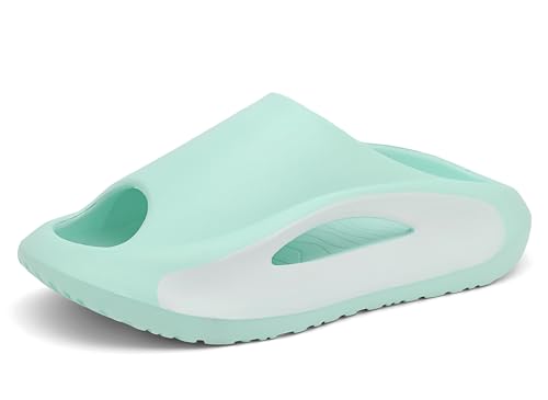 Slide Sandals Men Women Platform Comfortable Slippers Non-Slip Lightweight Shower Shoes,Light Green 8-8.5 Women/7-8 Men