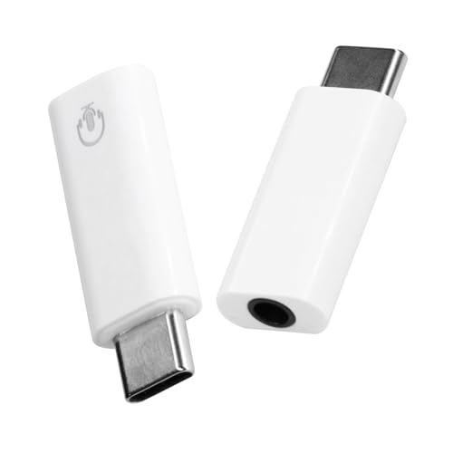 Fidioto Paquete de 2 adaptadores de audio USB C a 3.5 mm, adaptador USB C blanco a conector de auriculares compatible con iPhone 15 Plus/15 Pro Max/Samsung Galaxy/Ultra/iPad Pro/MacBook/Pixel