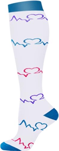 Image of Women's Knee High Compression Socks for Running Work Support Nurses Pregnancy Travel,Colorful Over The Calf Socks,#W402
