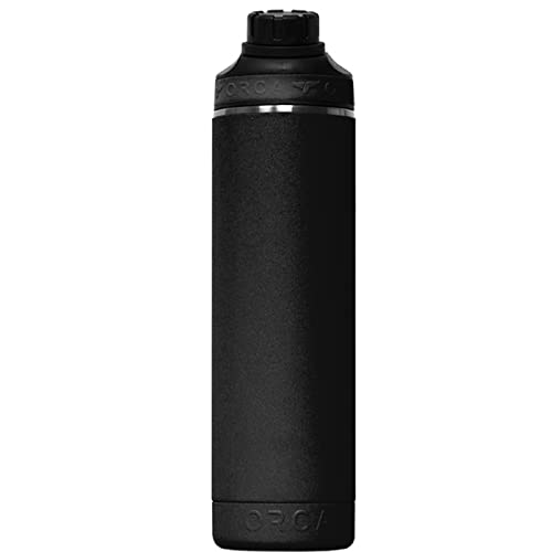 Botella de agua aislada ORCA Hydra 34 oz de acero inoxidable con acabado en polvo y mango de silicona tipo cola de ballena, apta para lavavajillas - Negro miniatura 2
