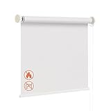 ロールカーテン つっぱり式 防炎生地・非遮光 0.1cm単位の無料サイズオーダー(幅20-210cm・丈30-250cm) ロールスクリーン 穴あけ不要 取り付け簡単 間仕切り 目隠し 採光 UVカット 防音 防寒 H220xW150(cm) ホワイト-防炎