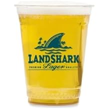 Landshark Premium Lager Disposable Plastic Drinking Cups, Clear, 16 Ounce, 50 Count