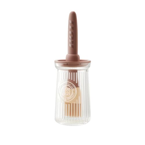 soulnioi Oil Dispenser with Silicone Oil Brush For Kitchen,Olive Oil Dispenser Bottle,Wide Opening Oil Bottle For Air Fryer,Cooking,BBQ 200ml Brown
