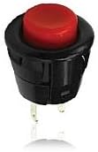 NTE Electronics 54-385 Round Pushbutton Switch, Single Pole, SPST Circuit, Off-(ON) Action, Red Molded ABS Resin Actuator, Solder Lug Terminal, 3 Amp, 125V