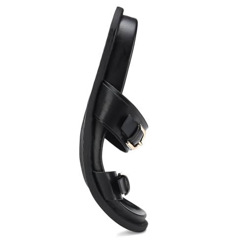 SIKELO Womens Flat Sandals Comfortable Wide Width Open Toe Slides with Adjustable Double Buckle Slip on Summer Beach Shoes3