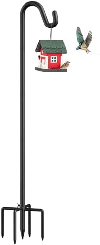 76" Shepherds Hooks for Outdoor, Adjustable Bird Feeder Pole with...