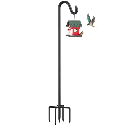 76" Shepherds Hooks for Outdoor, Adjustable Bird Feeder Pole with...