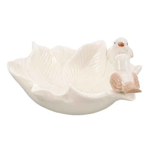 Healeved Plat à Bijoux en Céramique Blanc Élégant, Plateau de Rangement Multifonction pour Bijoux, Décoration pour Maison et Boutique, Taille Moyenne, Pratique