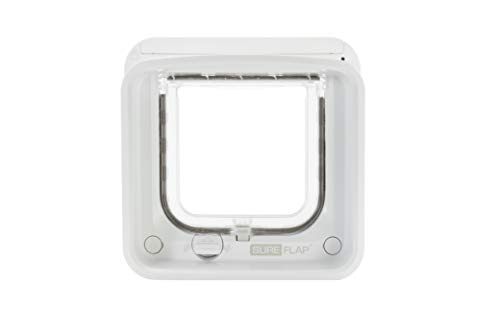 Sure Petcare SureFlap Mikrochip-Katzenklappe Connect, kompatibel mit Smartphone-App, Einbau in Türen, Glasscheiben, Wände, Hub und 4 x AA-Batterien erforderlich (nicht im Lieferumfang enthalten), weiß
