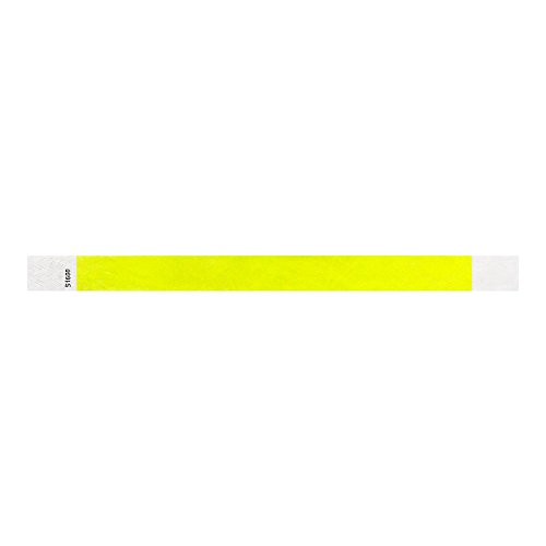 Wristco Neon Yellow Tyvek Wristbands For Events - 500 Count ¾” X 10” - Waterproof Recyclable Comfortable Tear Resistant Paper Bracelets Wrist Bands For Concerts Festivals Admission Party Tours #TOP2