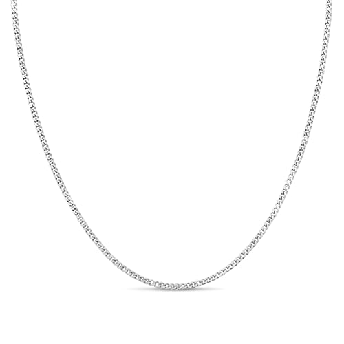 KEZEF 2mm 925 Sterling Silver Chain Necklace Men - Curb Diamond Cut Cuban Link Chain Men Women in 18kt Gold, Rose Gold, Silver Necklace - Made in Italy Chains - cadenas de plata 925 para hombre