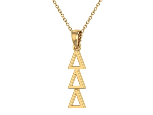 Delta Delta Delta Vertical Yellow Gold Plated Sterling Silver with 18
