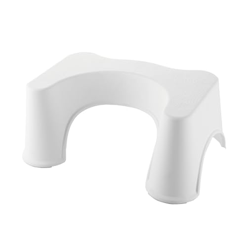 SKY-TOUCH 1PCS Non Slip Toilet Squat Stool Plastic Step Potty Stool Squatting Posture Poop Portable for Kids Improve Bathroom Posture and Comfort White 39x23x17cm