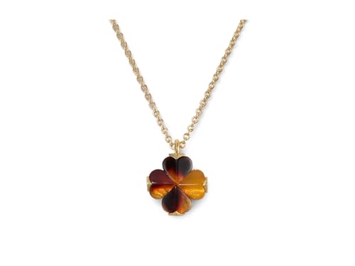 kate spade new york, Women's, Brass, Mini Pendant Necklace, Tortoise, Acetate, Adult, Spade Flower, No Gemstone, Lobster Clasp, 2.91g