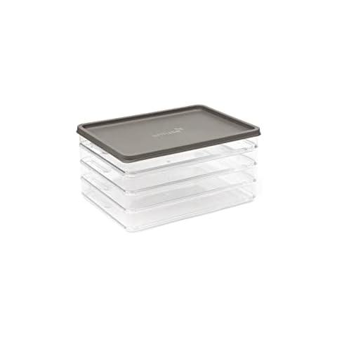 Harfield Tableware Meat & Cheese 4 Compartment Box with Lid Fridge Food Storage Deli Cold Cuts Container,AMLTBGRY Cover